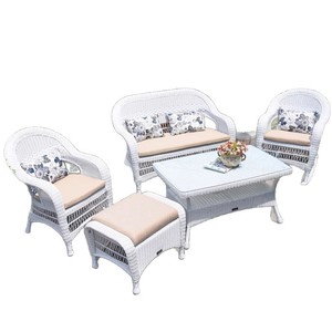 Outdoor <b>Table</b> and Chair White Waterproof Sunscreen Rattan Chair Rocking Chair Combination Leisure Terrace Outdoor Garden - Product Image 5