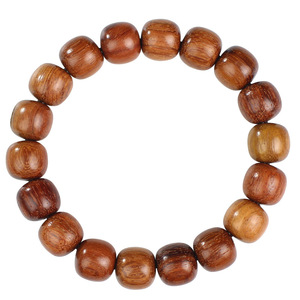 Burmese Rosewood <b>Bracelet</b> Barrel Beads 11x12mm Buddhist Wooden Beads Unisex Collectible Jewelry - Product Image 5