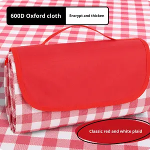 Tapis de pique-nique en tissu Oxford épaissi antidérapant lavable en machine rouge jaune blanc à carreaux portable imperméable pour le <span class=keywords><strong>camping</strong></span> en plein air - Product Image 6