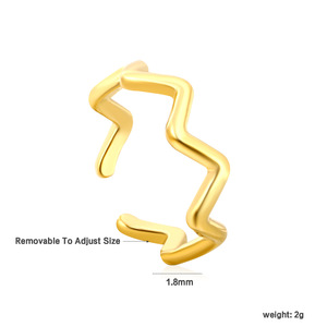 Geometric Open <b>Ring</b> Stainless Steel Women's Fashion <b>Ring</b> Daily Wear Hexagon Design RI162508G - Product Image 3