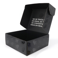 Caja de Cartón Corrugado Negra Impresa Personalizada, Caja de Embalaje Plegable Premium para Ropa con Logotipo Estampado en Caliente