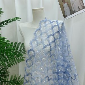 Tela de Lentejuelas con <span class=keywords><strong>Bordado</strong></span> de Alta Calidad para Vestido de Novia, Lentejuelas en Forma de Escamas de Pescado con Cuentas para Vestido de Novia, Vestido Infantil - Product Image 1