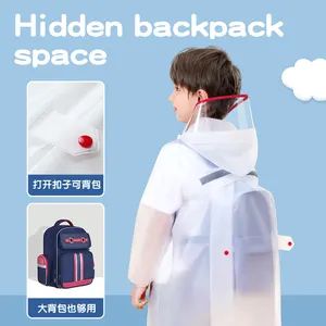 Beimei High Quality Custom Printed Kid Child Rain Ponchos Raincoat With Schoolbag Space