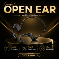 Headphone Nirkabel T08 Bone Conduction 5.3 Open Ear dengan Pengisian Daya Tipe-C, Cocok untuk Berlari dan Bersepeda