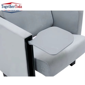 Chaise moderne personnalisée haut de gamme en bois et tissu, multi-usages, pour école, théâtre, église, cinéma, avec tablette d'écriture - Product Image 3
