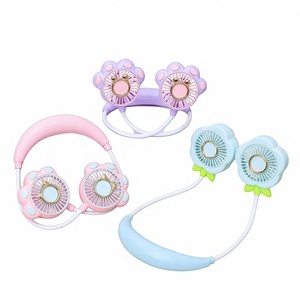 <span class=keywords><strong>Ventilateur</strong></span> électrique portable USB à deux vitesses pour filles, nouveau style tendance, motif patte <span class=keywords><strong>de</strong></span> chat, à fixer autour du <span class=keywords><strong>cou</strong></span>, autonomie 1-3 heures - Product Image 2