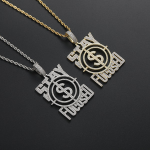 Letter pendant, European and American hip-hop pendant, <b>cross</b>-border foreign trade zircon, US dollar letter necklace. - Product Image 1