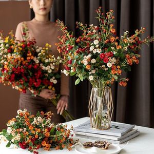 Fleurs artificielles Timo, bouquet de roses en soie, blanc, champagne, rouge, rose, jaune, orange, décoration de mariage, salon, salle à manger - Product Image 1