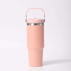 Portable Car Beverage Tumbler with Carry Handle, 30oz Stainless Steel Double Wall <b>Travel</b> <b>Cup</b> for Daily Drinks - Product Image 1