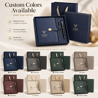 Set de Regalo de Cuaderno de Cuero PU A5 de Lujo con Bolígrafo Metálico, Set de Papelería Ejecutiva para Empresas
