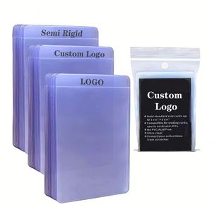 X418 Custom Logo Transparent Clear <b>Pvc</b> Gaming Trading Card Protector Holder Toploader <b>Top</b> Loader Semi Sports Card Sleeve - Product Image 1