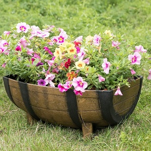 Ensemble de 2 jardinières rustiques en plastique miniature pour l'extérieur, demi-tonneau de whisky, revêtement PE, nouveauté - Product Image 4