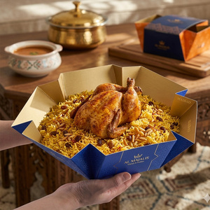 Platos de Suhoor Árabes Personalizados, Saliq Kabli Biryani, Bukhari Kabsa Mandi, Caja de Arroz, Tazón, Comida Halal, Bandeja de Papel Plegable y Plana - Product Image 1
