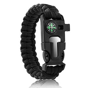Bracelet <span class=keywords><strong>en</strong></span> paracorde 5 <span class=keywords><strong>en</strong></span> 1, kit de survie d'urgence pour la randonnée, avec allume-feu, <span class=keywords><strong>boussole</strong></span>, sifflet, outil à silex continu et grattoir <span class=keywords><strong>en</strong></span> acier - Product Image 1