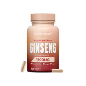 लाइफवर्थ कोरियन रेड पैक्स जिनसेंग रूट निकालें पीक प्रदर्शन फोकस और जीवन शक्ति शाकाहारी गैर-gmo - Product Image 1