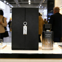 Caja de Perfume Rígida Negra de Lujo Personalizada con Papel Magnético y Diseño en Relieve