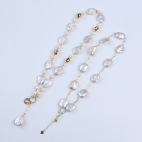 Collier pour femme en perles d'eau douce de forme ronde plaqué or 18 carats