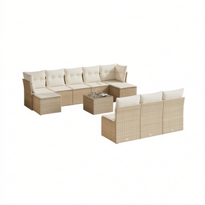 Ensemble de canapés de jardin en rotin beige 6 places, mobilier d'extérieur résistant aux intempéries, design contemporain - Product Image 1