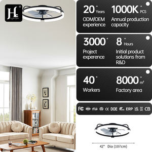 Ventilateur de plafond intelligent LED de 19,7 pouces avec lumière LED pour la lecture, rotatif, pour salon, maison, avec télécommande - Product Image 4