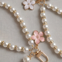 Chaîne de téléphone en perles dorées, bracelet porte-clés perlé, cordon avec patch TPU pour sangle de téléphone portable pour filles