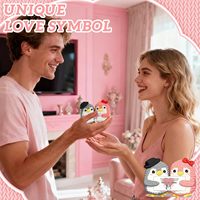 WenmthG Couple de pingouins en crochet, cadeau fait main, tricoté, pour amoureux, fiançailles, mariage, couples, mari, femme, petit ami, petite amie
