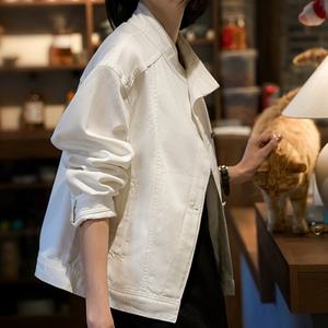 Chaqueta Vaquera Asimétrica con Cuello Alto y Botones para Mujer, Top Corto Informal de Manga Larga, Secado Rápido, Corte Regular, Nuevo Estilo Otoño 2025 - Product Image 2