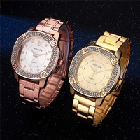 Montre de luxe pour femmes en acier inoxydable 1120, montre à quartz dorée avec diamants, meilleur cadeau