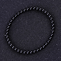 Vente en gros pierre naturelle de yoga de puissance de guérison 4/6/8/10/12/14/16mm bracelets en obsidienne noire perlée Feng Shui
