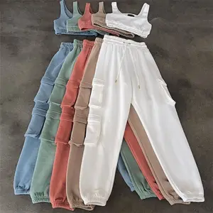 Conjunto de pantalones de chándal para mujer, conjunto de dos piezas para correr, venta al por mayor