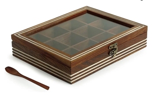 Indian Manufactured Wooden Spice <b>Box</b> Handmade Wooden Masala <b>Box</b> For Kitchen Spice Storage Use Available For Sale - Product Image 2