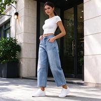 Jeans à taille haute et jambes larges en strass pour femmes, pantalon en denim scintillant pour les soirées de gala hivernales