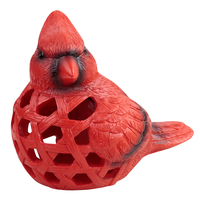 Lumière en résine d'oiseau cardinal rouge à énergie solaire dans une cage, piquet de jardin avec lumière LED, décoration de Noël en plein air pour la cour, le chemin