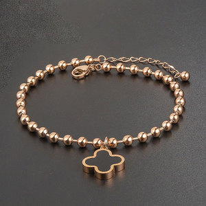 <span class=keywords><strong>Personnalisé</strong></span> en gros mode délicate plage 18K plaqué or rose boule chaîne trèfle bracelets de <span class=keywords><strong>cheville</strong></span> pied bijoux bracelets de <span class=keywords><strong>cheville</strong></span> pour les femmes - Product Image 3