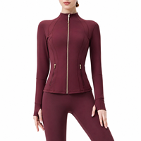Veste de yoga à ourlet incurvé pour femme, coupe ajustée, avec fermeture éclair, respirante et anti-transpiration, idéale pour la course et le fitness, en stock aux États-Unis
