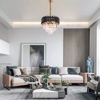 Lustre moderne en cristal doré à plusieurs niveaux, luminaire suspendu en forme de goutte d'eau, style Art Déco, pour hôtel de luxe, villa, salon, en métal et cristal