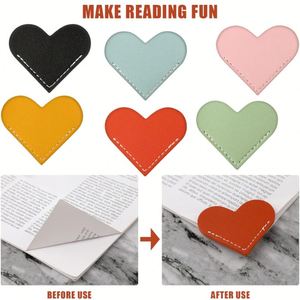 Marcadores de Libros de Cuero PU Hechos a Mano, Coloridos, con Forma de Corazón, Accesorios para Libros para Estudiantes - Product Image 4