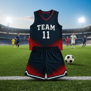 Ensembles de football pour hommes personnalisés avec logo, séchage rapide, uniformes noirs tendance, 100 % polyester, antibactériens, sans manches, directement de l'usine - Product Image 2