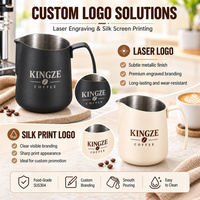 Pichet à lait Kingze de qualité alimentaire en acier inoxydable, pour café, lait, latte art, pour la maison, le café, le restaurant, les baristas