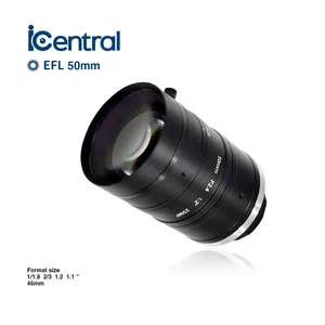 50mm 2/3" F16 pixel size 2.4um c-mount non distortion narrow industrial vision camera lens for machine vision
