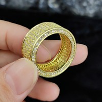 2025 luxe Micro pavé réglage or laiton Cluster anneau vente chaude pour hommes et femmes fête anniversaire fiançailles plaqué or