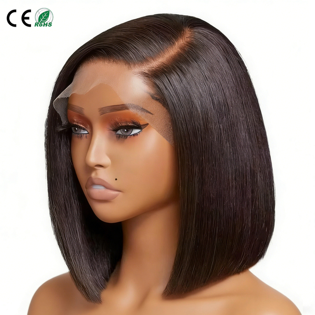 13x4 HD Lace Front Women's Long Bob Wigs 4x4 Straight 180% Density Natural Short Bob Wigs 12 Inches Pre-Plucked Made Human Hair
