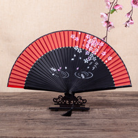 Éventail pliant classique chinois portable pour femme, peint à la main, en bambou, pour la danse du Nouvel An chinois