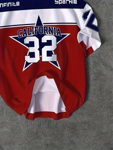 Maglietta Jersey California 32 per Ragazzi in Poliestere Traspirante a Maniche Corte Casual con Stampa Digitale Design Squadra Rosso/Bianco/Blu - Product Image 3