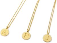 Elegante Joyero para Mujer, Collar con Iniciales Personalizadas en Oro Chapado de 9k, 14k y 18k, Colgante con Disco de Letra, Monograma Personalizado