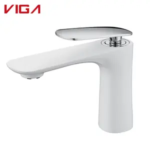 Elegante miscelatore per lavabo miscelatore da appoggio bianco e cromato rubinetto per lavabo in ottone rubinetto per lavabo da bagno