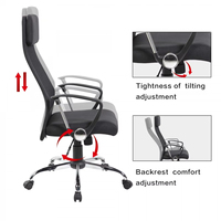 Vente en gros de chaise à dossier haut confortable en maille chaise de bureau pivotante en maille relevable noire pour ordinateur