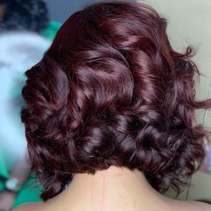 SDD doble dibujado oscuro 99J Color lindo estilo Remy joven donante <span class=keywords><strong>cabello</strong></span> humano HD encaje Frontal cierre pelucas con explosión - Product Image 4