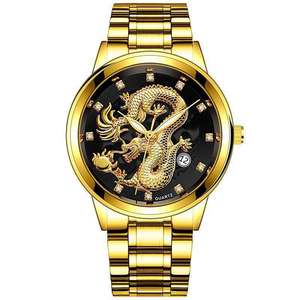 Montres bon marché Nouvelle <span class=keywords><strong>montre</strong></span> de haute qualité en or gaufré pour hommes <span class=keywords><strong>Montre</strong></span> populaire en or avec bracelet en acier mature - Product Image 3