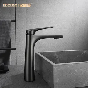 Grifo de bronce monomando para baño, grifería Monomando de Metal y gris, mezclador de fregadero montado en cubierta, mezclador de agua para lavabo