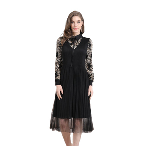 Nueva Casual <span class=keywords><strong>de</strong></span> las mujeres leopardo imprimir primavera <span class=keywords><strong>manga</strong></span> larga cuello <span class=keywords><strong>vestido</strong></span> <span class=keywords><strong>de</strong></span> Camisa larga - Product Image 1